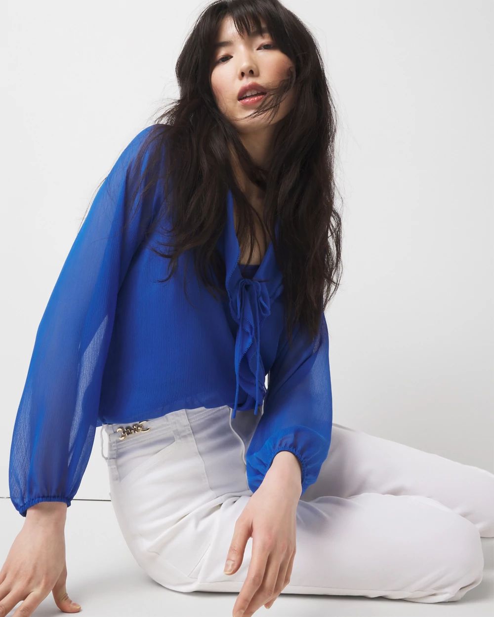 ブルレアbluelea Jacquard blouse / FREE SIZE ブルレアbluelea Jacquard blouse / FREE SIZE Blue - Jacquard